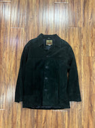 MEN'S SUEDE LEATHER SHIRT JACKET - BLACK