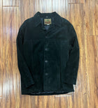 MEN'S SUEDE LEATHER SHIRT JACKET - BLACK