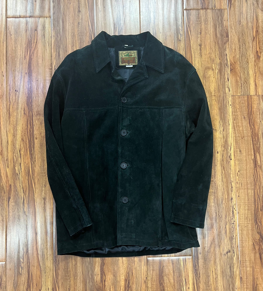 MEN'S SUEDE LEATHER SHIRT JACKET - BLACK
