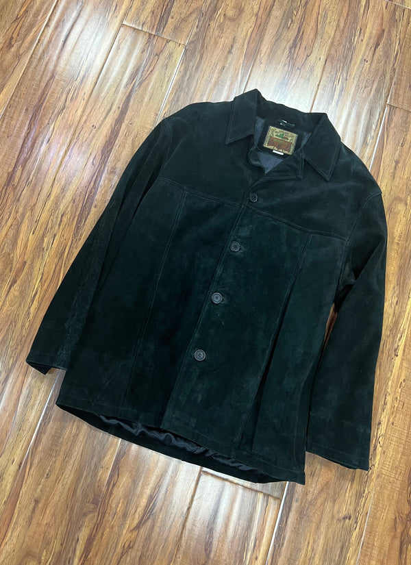 MEN'S SUEDE LEATHER SHIRT JACKET - BLACK
