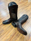 CUADRA MEN'S SQUARE TOE GENUINE CAIMAN  LEATHER ENGRAVED BROWN LEATHER BOOT