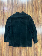 MEN'S SUEDE LEATHER SHIRT JACKET - BLACK