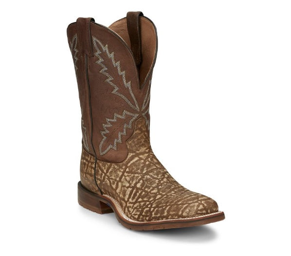 Tony Lama Men's Bowie Taupe Brown Elephant Print Leather Boots XT5103