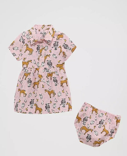 Wrangler Little Girls Printed Western Snap Dress - Pink Horses 112374987