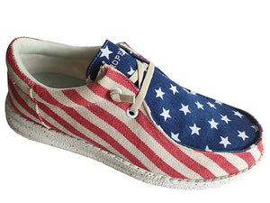 Roper Womens Red/Blue Fabric Hang Loose Flag Oxford Shoes