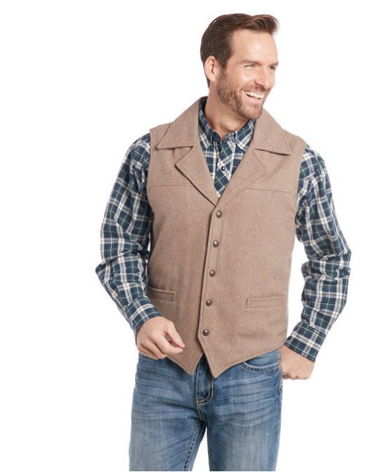 WOOL MELTON SNAP FRONT COLLARED VEST