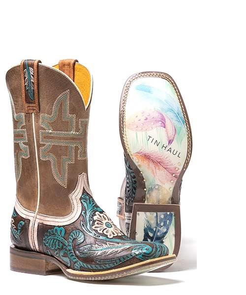 Tin Haul Ladies Lone Flower Boots 14-021-0007-1455 BR
