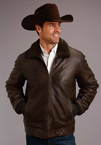 Stetson Western Jacket Mens Leather Zip Brown 11-097-0539-6625 BR