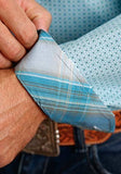 Stetson Western Shirt Mens L/S Print Button Blue 11-001-0526-0565 BU