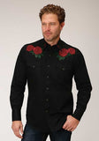 Roper Mens Black 100% Cotton Brown Floral L/S Shirt 03-001-0040-0765 BL