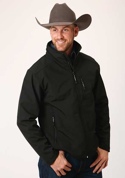 Roper Western Jacket Mens Soft Shell Zip Black 03-097-0780