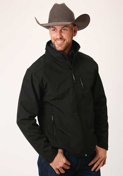 Roper Western Jacket Mens Soft Shell Zip Black 03-097-0780-6002 BL
