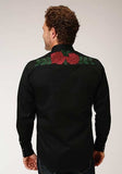 Roper Mens Black 100% Cotton Brown Floral L/S Shirt 03-001-0040-0765 BL