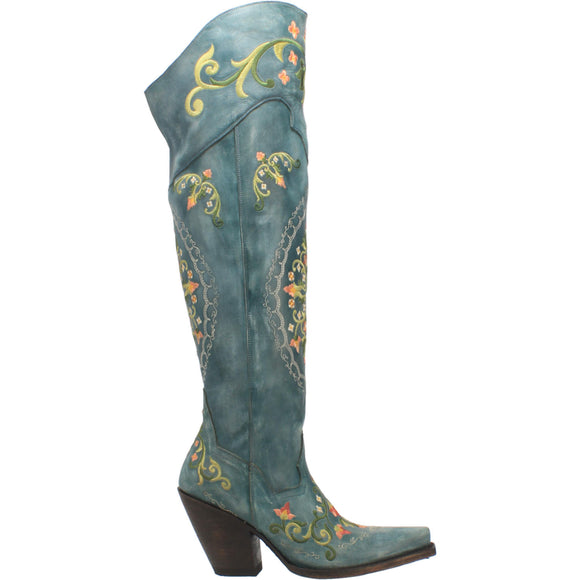WOMEN'S FLOWER CHILD LEATHER BOOTS.