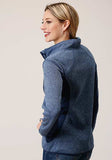 ROPER WOMEN'S BLUE BONDED FLEECE ZIP JACKET