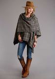 PLAID BLANKET WRAP SERAPE WITH HOOD