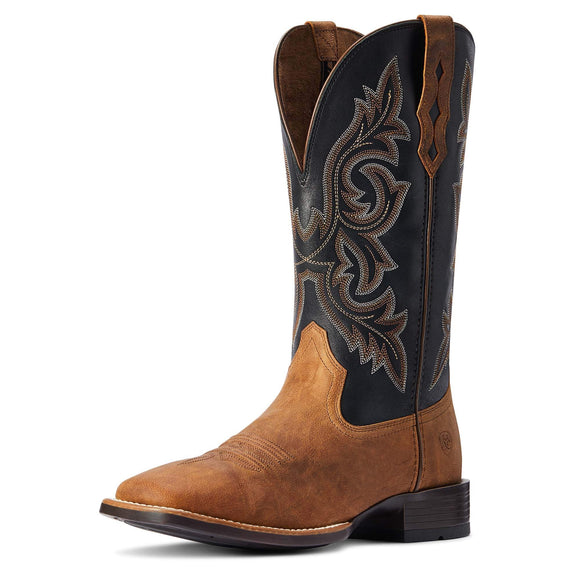 Ariat Men's Drover Ultra Sorrel Brown and Black Bantamweight Wide Square Toe Cowboy Boots  10042443