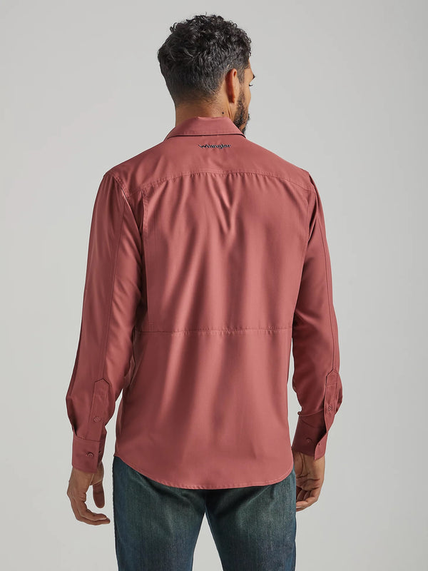 MENS WRANGLER PERFORMANCE BUTTON LONG SLEEVE SOLID SHIRT
