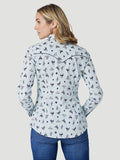 WOMEN'S WRANGLER RETRO COWGIRL CACTUS WESTERN SNAP SHIRT IN BLUE PRINT*FREE SHIPPING* FREE GIFT*