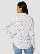 WOMEN'S WRANGLER RETRO® GEO PRINT WESTERN SNAP SHIRT IN WHITE TEC *FREE SHIPPING* FREE GIFT*