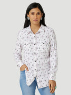 WOMEN'S WRANGLER RETRO® GEO PRINT WESTERN SNAP SHIRT IN WHITE TEC *FREE SHIPPING* FREE GIFT*