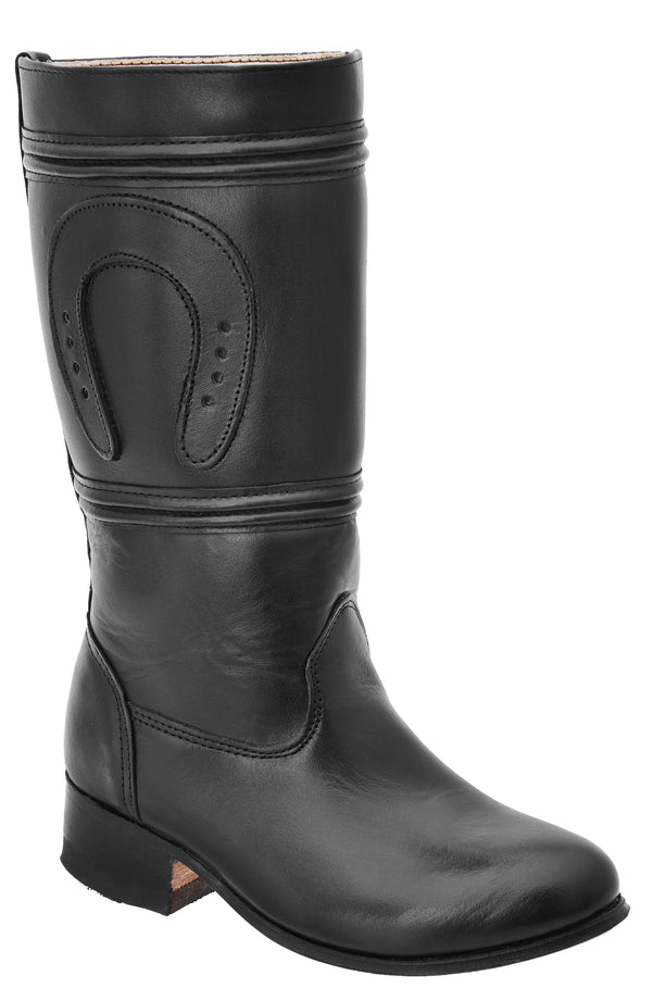 BOTA NEGRA DE ESCARAMUZA - WOMEN'S MEXICAN BLACK EQUESTRIAN BOOT , HerraduraDeOro - HerraduraDeOro