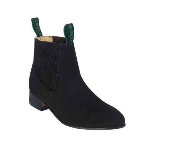 Botine De Niňo La Barca De Gamuza Color Negro.La Barca Kids Black Suede Leather Botine Charro
