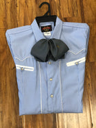 CAMISOLOA CHARRA COLOR AZUL Y BLANCA RAYADA.  BLUE AND WHITE CHARRO PINSTRIPE SHIRT , HerraduraDeOro - HerraduraDeOro