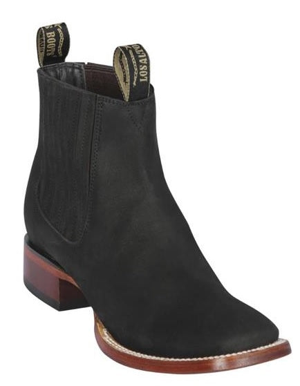 Botine Charro Square Toe Boots Negro.  Los Altos Boots
