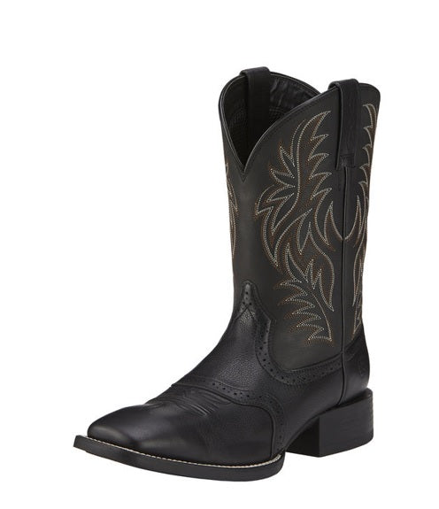 Ariat Black Sport Wide Square Toe Western Boot. , Ariat - HerraduraDeOro