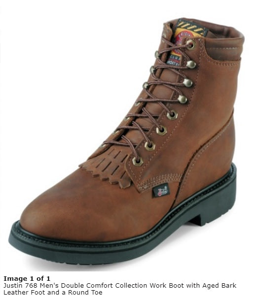 Justin Boots: Men's 768 USA-Made Brown 6-Inch EH Leather Work Boots - HerraduraDeOro