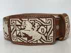HAND MADE PITEADO BELT. CINTO DE PITA CON LAS SUERTE CHARRAS , HerraduraDeOro - HerraduraDeOro