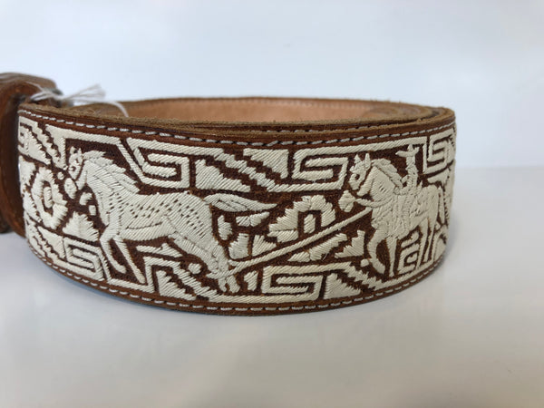 HAND MADE PITEADO BELT. CINTO DE PITA CON LAS SUERTE CHARRAS , HerraduraDeOro - HerraduraDeOro