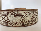 HAND MADE PITEADO BELT. CINTO DE PITA CON LAS SUERTE CHARRAS , HerraduraDeOro - HerraduraDeOro