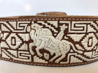 HAND MADE PITEADO BELT. CINTO DE PITA CON LAS SUERTE CHARRAS , HerraduraDeOro - HerraduraDeOro