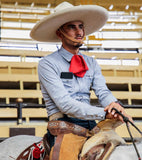 CAMISOLOA CHARRA COLOR ROJA. RED CHARRO SHIRT , HerraduraDeOro - HerraduraDeOro