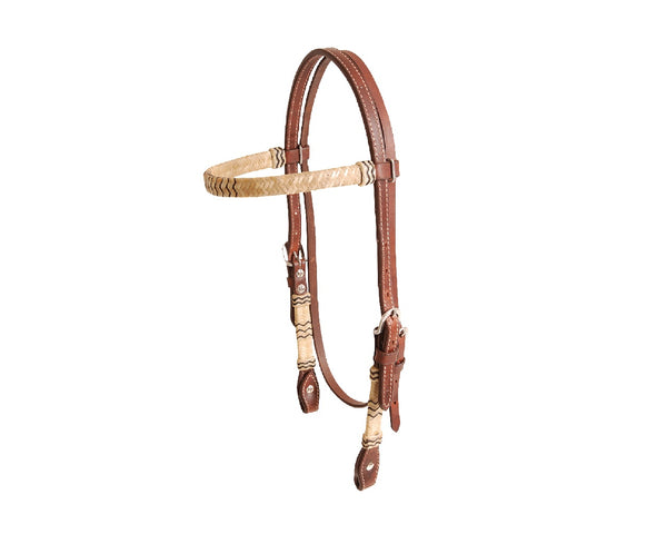 CABEZABADAS AMERICANAS. Cashel Western Tack Browband Leather Horse Headstall Rawhide Trim Brown , HerraduraDeOro - HerraduraDeOro