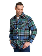 Wrangler Men's Color Plaid Quilted Lined Snap Western Flannel Shirt