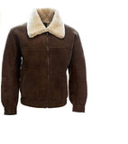 Men's Jacket Coat Sheepskin Real Leather Sheep Fur Color Brown Western Style