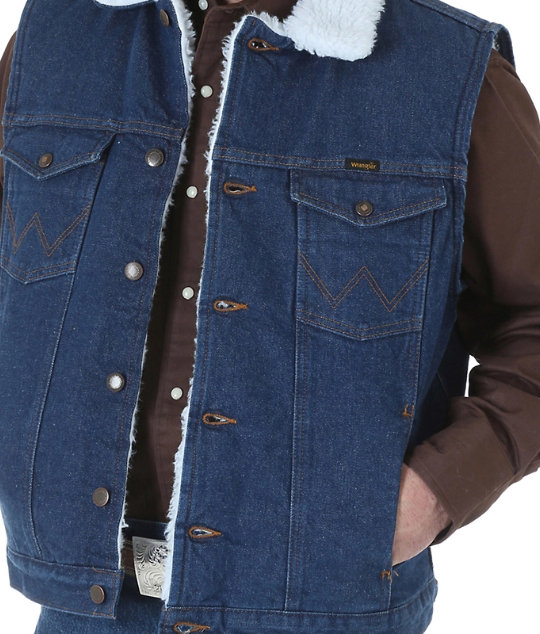 Wrangler Sherpa Vest Chaleco Vaquero Para Hombre HerraduraDeOro