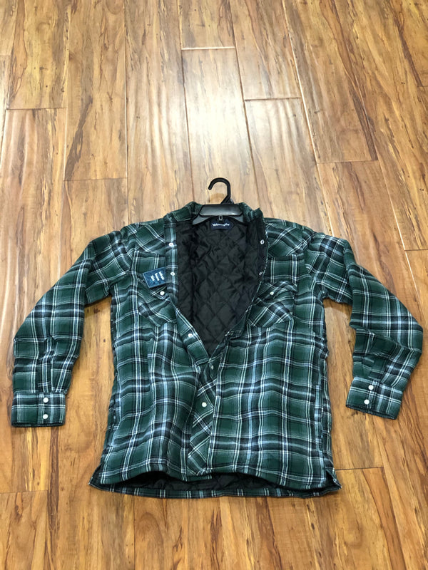 Wrangler Men's Color Plaid Quilted Lined Snap Western Flannel Shirt