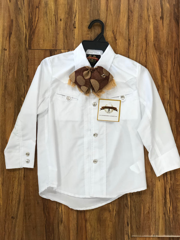 CAMISOLOA CHARRA COLOR BLANCA DE NIŇO. WHITE COLOR KIDS CHARRO SHIRT