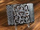 HEBILLA CHARRA DE PAVON CALADA CON INCRUSTACIONES DE PLATA. ELABORADA DE ARTESANIA. CHARRO BELT BUCKLE