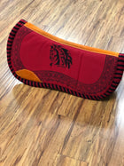 CARONA CHARRA PARA MONTURA COLA DE PATO. BLACK AND RED CHARRO SADDLE PAD , HerraduraDeOro - HerraduraDeOro