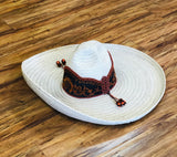 SOMBRERO DE CHARRO SOYATE CON GRECA. CHARRO HAT PLAM IN A EMBOSSED , HerraduraDeOro - HerraduraDeOro