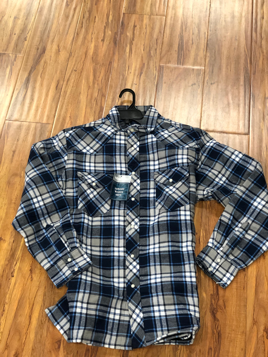 Wrangler Men's Color Plaid Quilted Lined Snap Western Flannel Shirt