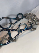 FRENO DE CHARRO AZUL DE CABALLO CON SERPIENTE DE PATAS , HerraduraDeOro - HerraduraDeOro