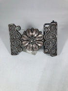 HEBILLA CHARRA  FILIGRANA. CHARRO BUCKLE WITH A CONCHO IN THE MIDDLE WITH FILIGRANA WORK , HerraduraDeOro - HerraduraDeOro