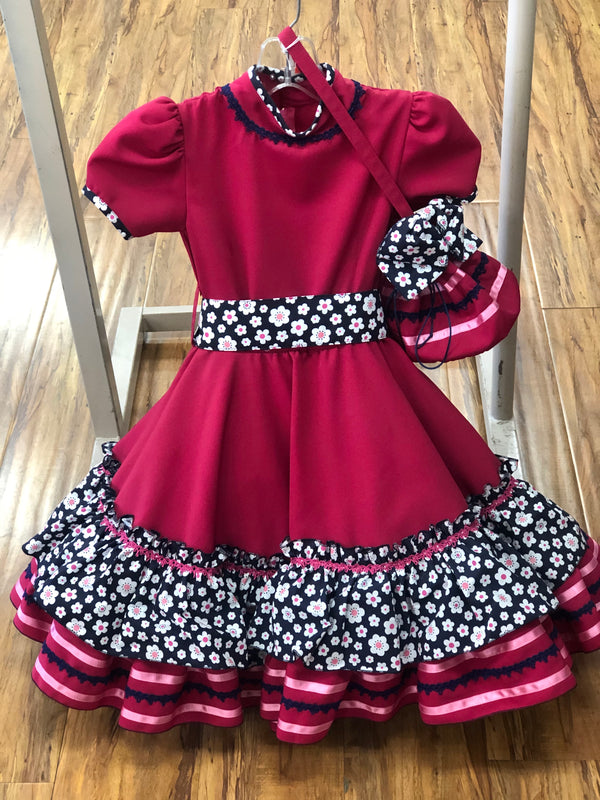 VESTIDO DE ESCARAMUZA DE NINA. ESCARAMUZA DRESS 3-4 YEAR OLD , HerraduraDeOro - HerraduraDeOro
