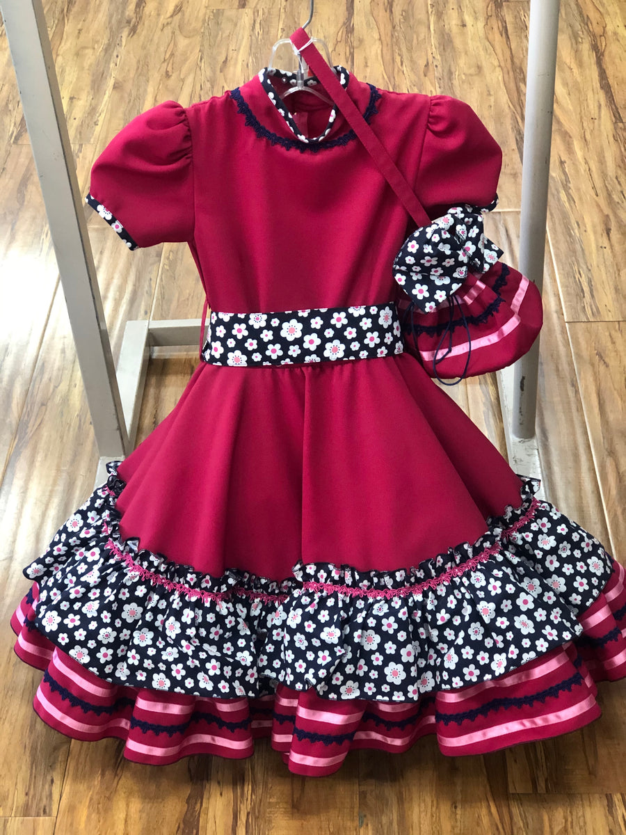 VESTIDO DE ESCARAMUZA DE NINA. ESCARAMUZA DRESS 3-4 YEAR OLD , HerraduraDeOro - HerraduraDeOro